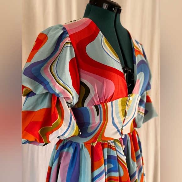 Wishing Waves women’s maxi dress size M button front fit and flare - Picture 2 of 11